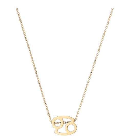 A dainty twist chain with a zodiac inspired pendant in the style of Cancer