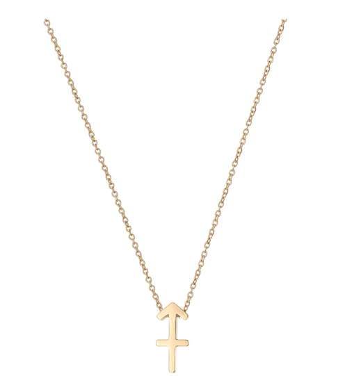 A dainty twist chain with a zodiac inspired pendant in the style of Sagittarius